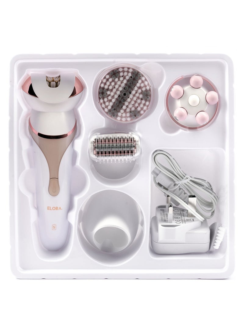 Elora 4-In-1 Women’s Cordless Shaver & Beauty Kit | EL-PC-1998 | Wet & Dry | Waterproof | USB Rechargeable | Pink/White - Image 4